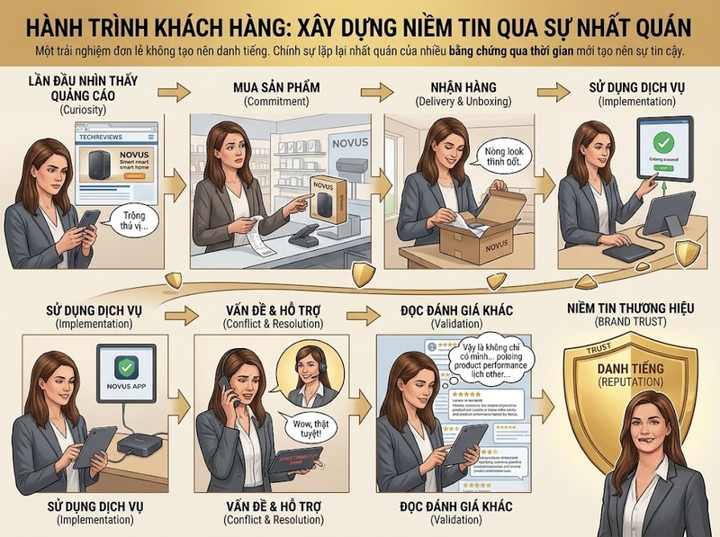 Danh tiếng thương hiệu hình thành từ uy tín, trải nghiệm và đánh giá tích lũy